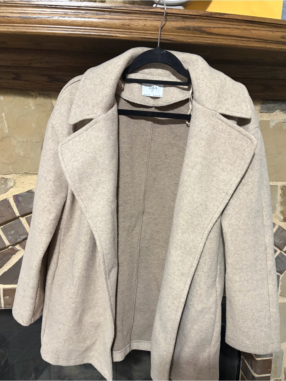 Zara Lightweight Drape Front Mid-Length Coat - Beige (Size M)